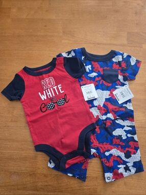 NWTLot Of 2 Way to Celebrate Baby Boys' Patriotic Romper And Bodysuit 6-9 Month